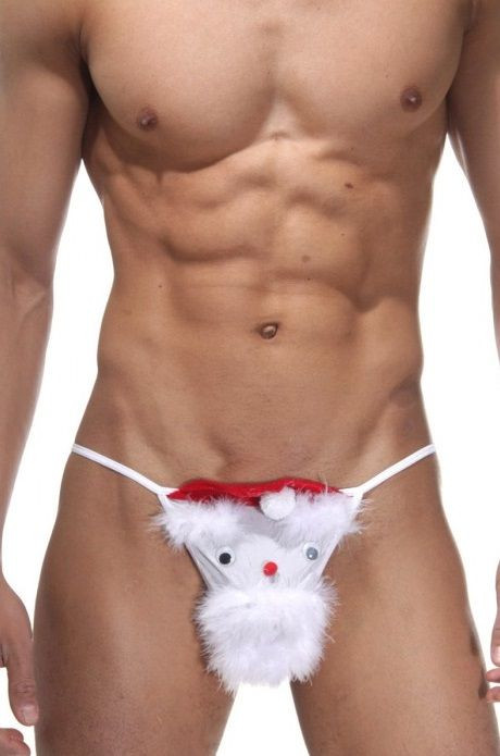 Мужские трусы-стринги с Санта Клаусом 