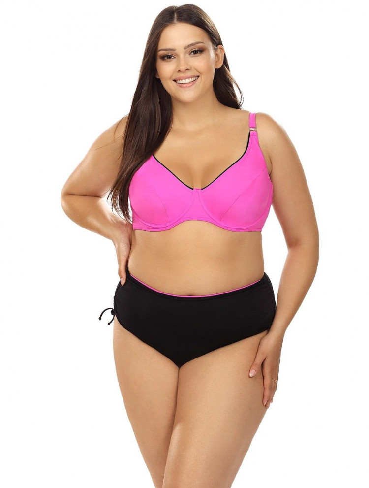 Розово-черный раздельный купальник plus size 