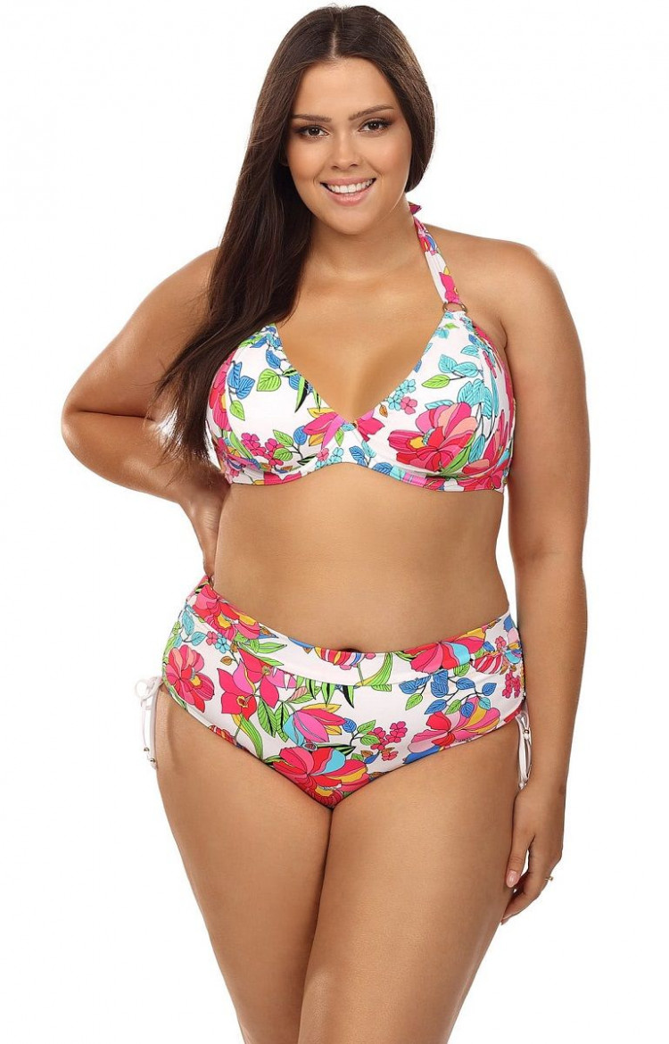 Купальник plus size с ярким цветочным принтом 