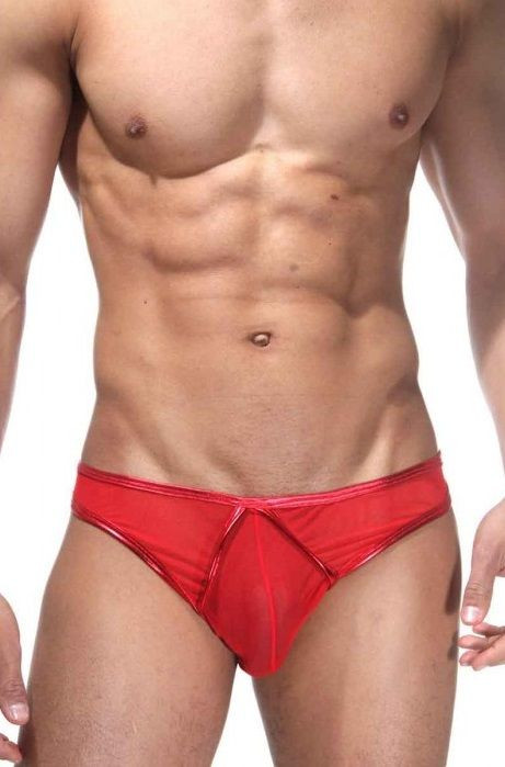 Мужские трусы-слипы с блестящей окантовкой 