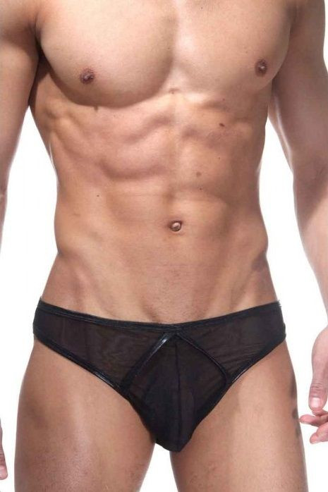 Черные трусы-слипы с блестящей окантовкой 