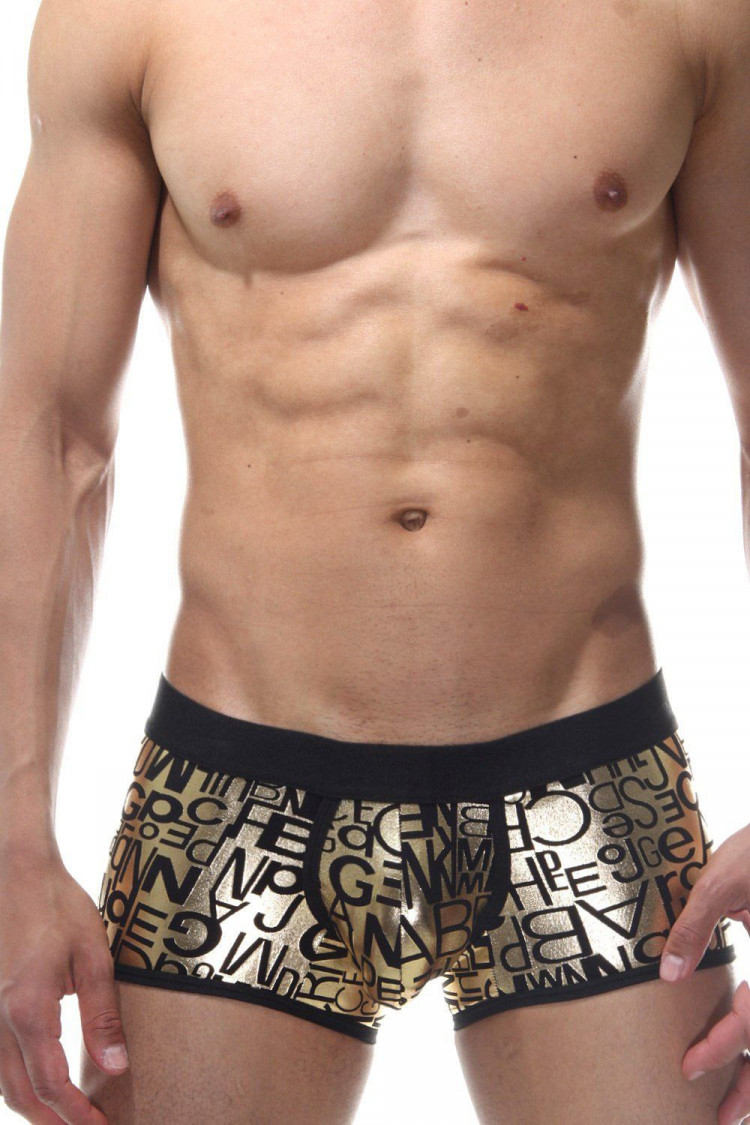 Мужские золотистые трусы-боксеры с принтом 
