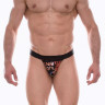Черные мужские трусы-танга с блестящим принтом