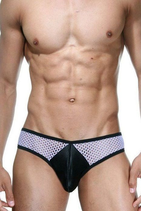 Мужские трусы-слипы из крупной сетки 