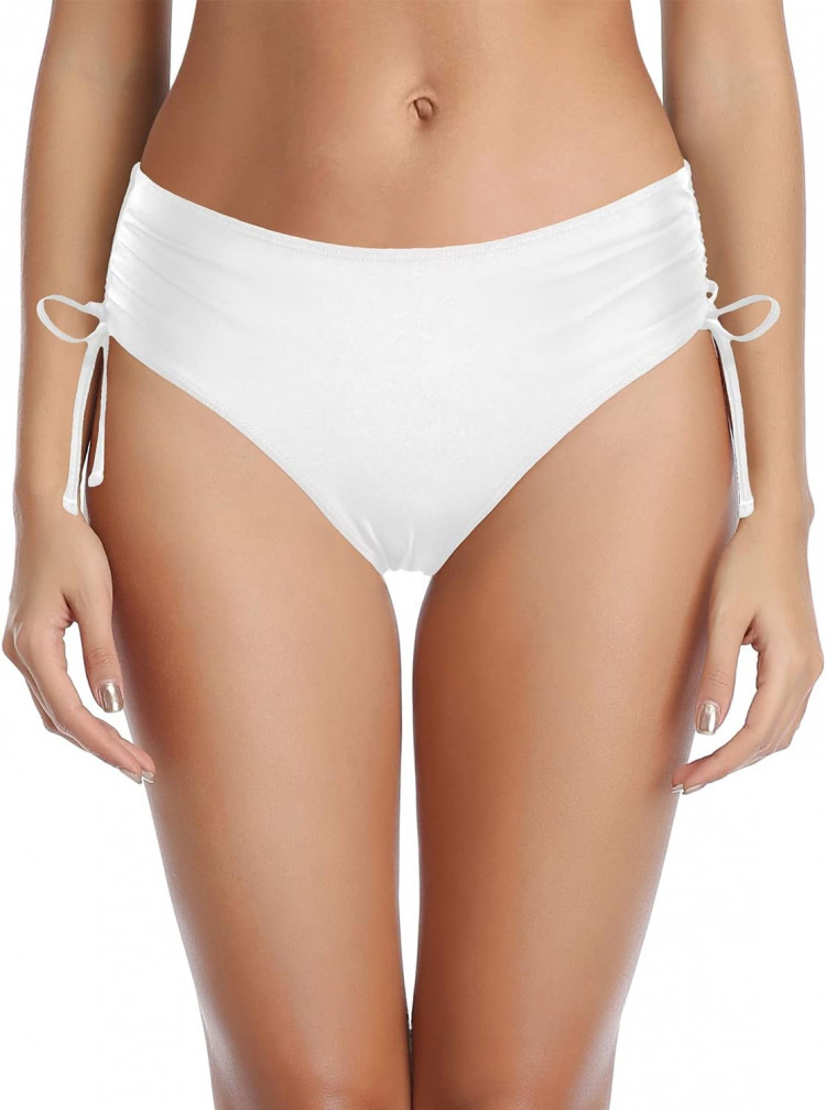 Белые женские плавки с утяжкой по бокам 