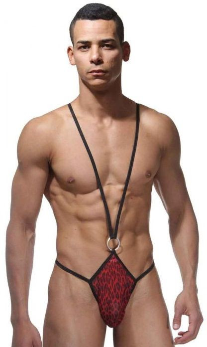 Мужское боди на лямках с открытыми ягодицами 