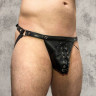 Кожаные мужские трусы-джоки со шнуровкой