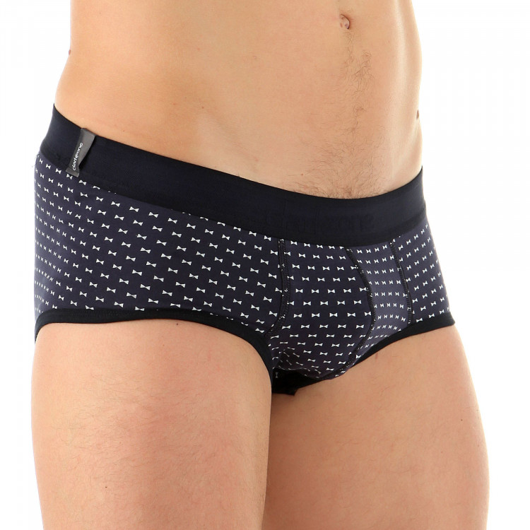 Темно-синие брифы с принтом в виде бантов 