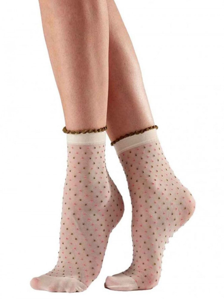 Капроновые носочки в мелкий цветной горошек 
