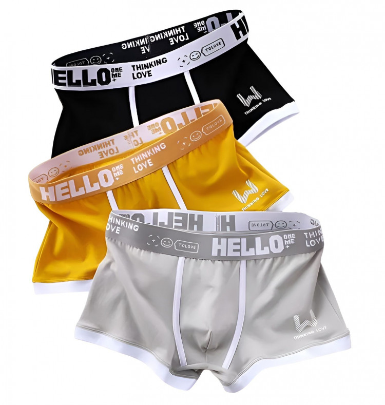 Комплект из 3 мужских трусов-боксеров с принтом на резинке 