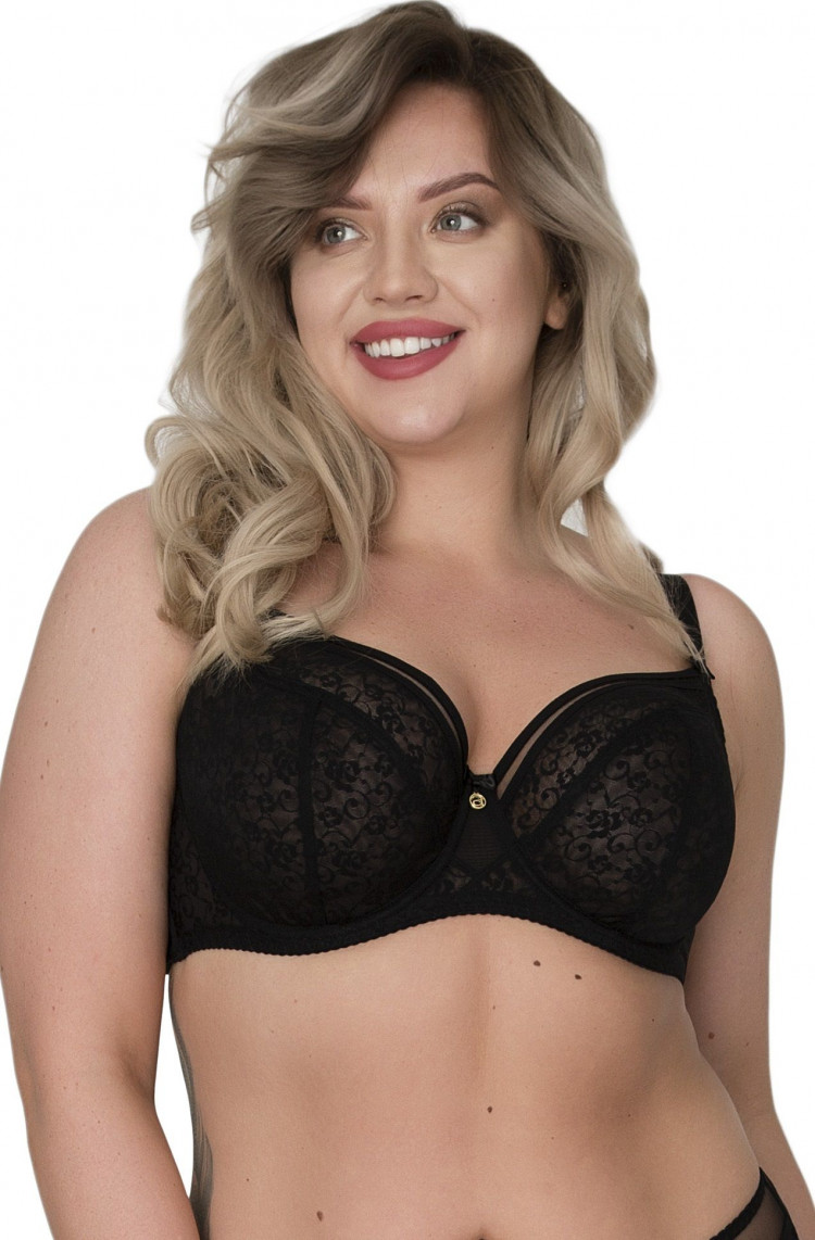 Бюстгальтер с мягкими чашками из гипюра и сетки 