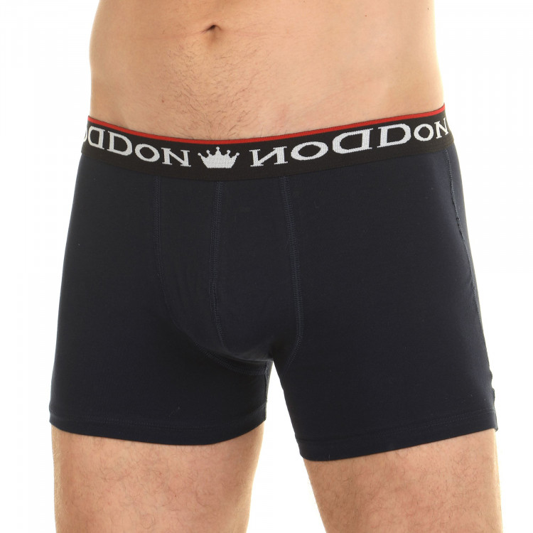 Темно-синие мужские трусы-боксеры с пришивной брендированной резинкой 