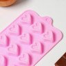 Форма для шоколада Доляна «Сердечко», силикон, 21×10 см, 15 ячеек (2,7×2,8 см), цвет МИКС