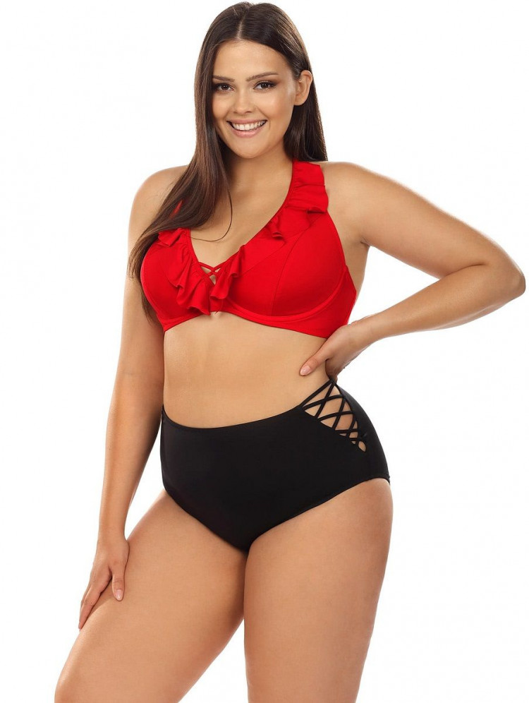 Двухцветный раздельный купальник plus size 