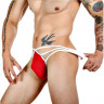 Красные сексуальные трусы-стринги на тонких белых бретелях Красные сексуальные трусы-стринги на тонких белых бретелях