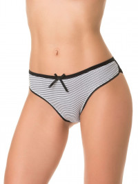 Полосатые трусы-бразилиана с задней частью из кружева