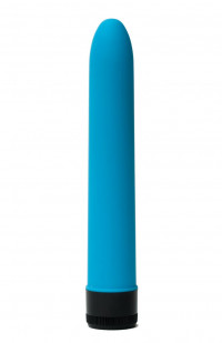 Голубой гладкий вибратор с силиконовым напылением - 17,5 см.