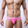 Розовые мужские трусы-брифы с вырезами и леопардовым рисунком