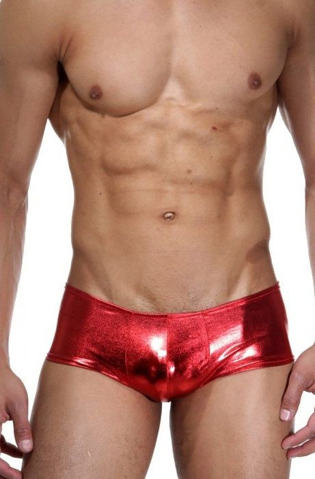 Ярко-красные трусы-хипсы из гладкого блестящего материала 