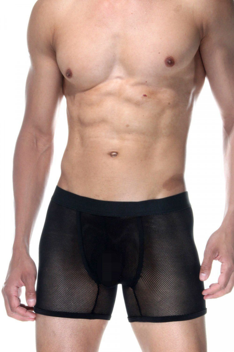 Черные полупрозрачные трусы-боксеры 