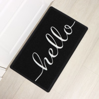 Черный придверный коврик с надписью «hello» (45х75 см)