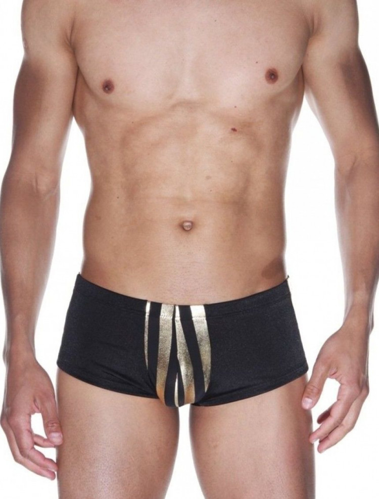 Мужские трусы-хипсы с золотистыми полосками 