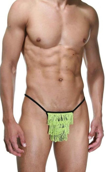 Мужские трусы-стринги с контрастной бахромой 