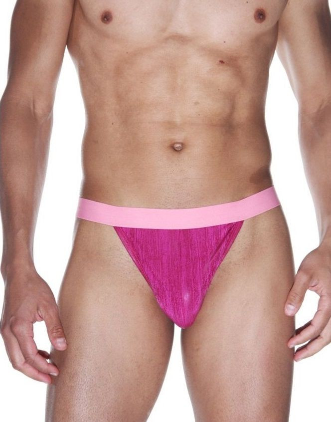 Ярко-розовые трусы-тонги на широком поясе 