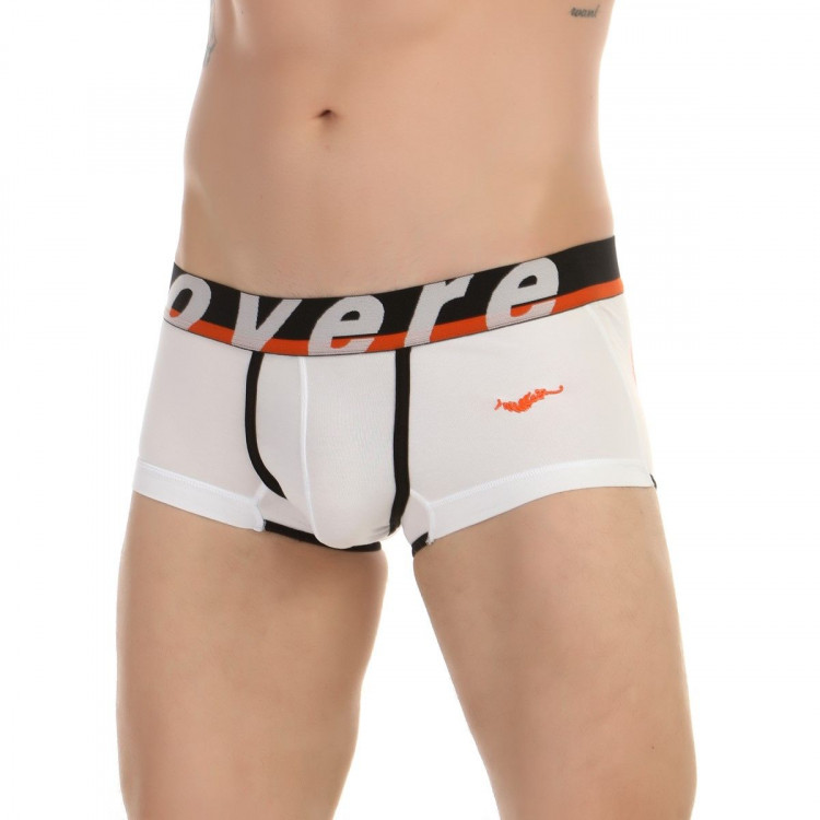 Белые трусы-хипсы с контрастной резинкой и надписями Movere 