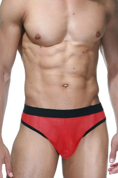 Красно-черные мужские трусы-тонги 