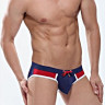 Сине-красные мужские плавки с контрастной отделкой Сине-красные мужские плавки с контрастной отделкой
