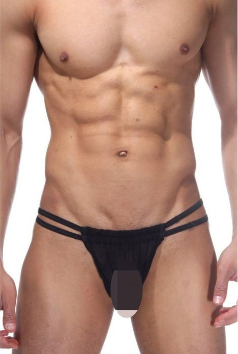 Мужские трусы-танга из полупрозрачной тянущейся ткани 