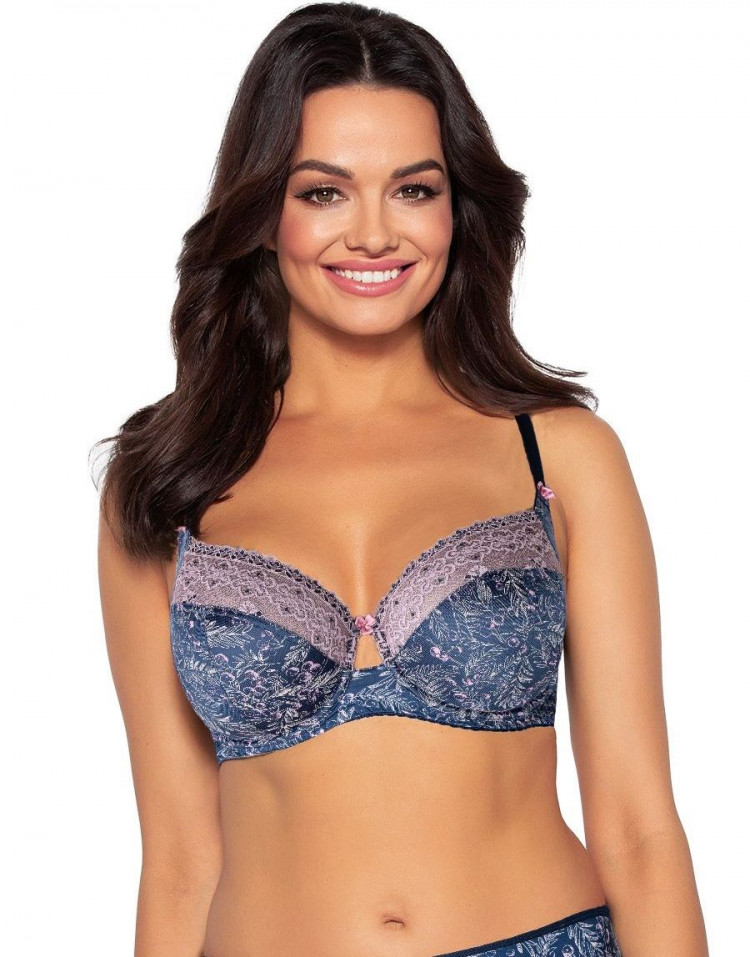 Бюстгальтер с мягкой чашкой из трикотажа с растительным рисунком 