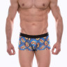 Синие мужские трусы-боксеры с разноцветным принтом