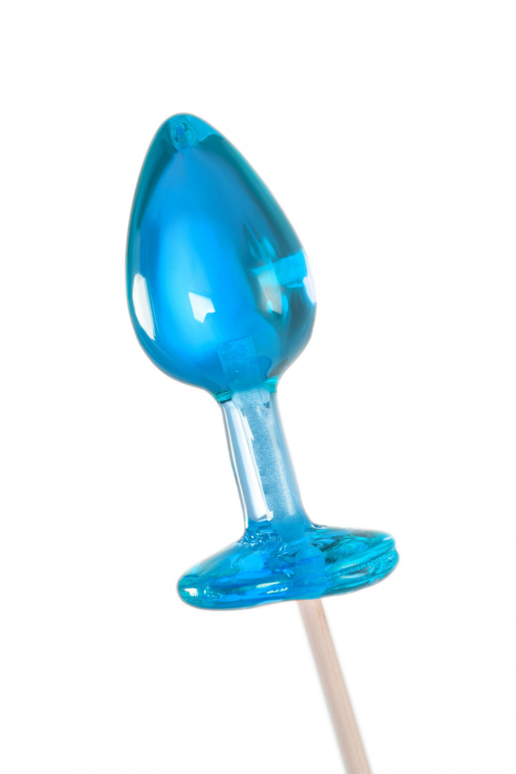 Голубой леденец в форме анальной пробки со вкусом блю кюрасао - 29 гр. 
