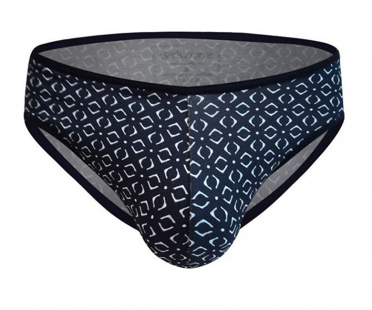 Темно-синие трусы-слипы с геометрическим узором 