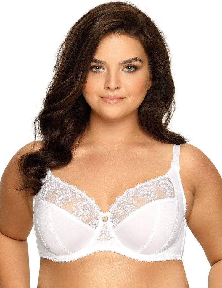 Бюстгальтер plus size на косточках с нежными кружевными элементами 