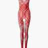 Красный комбинезон со сложным рисунком и интимным доступом Красный комбинезон со сложным рисунком и интимным доступом