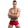 Стильные красные мужские плавки с контрастным поясом Стильные красные мужские плавки с контрастным поясом