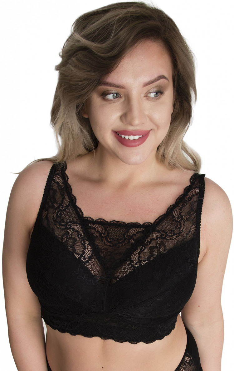 Кружевной бюстгальтер-топ +size с мягкими чашками 