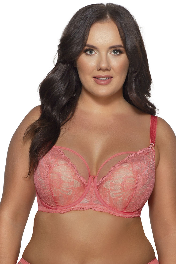 Коралловый бюстгальтер Perlash с шитыми чашками на тонком поролоне 