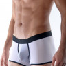 Белые полупрозрачные трусы-боксеры с контрастной отделкой Белые полупрозрачные трусы-боксеры с контрастной отделкой