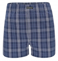 Синие хлопковые трусы-боксеры в клеточку