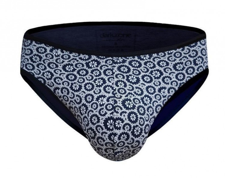 Темно-синие трусы-слипы с мелким цветочным принтом 