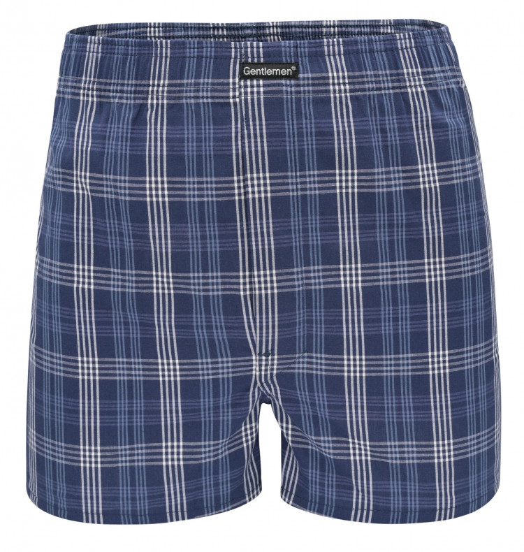 Синие хлопковые трусы-боксеры в клеточку plus size 