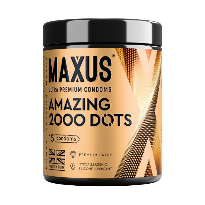 Точечные презервативы MAXUS 2000 Amazing Dots с железным кейсом - 15 шт. 