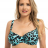 Бирюзовый купальный бюстгальтер с леопардовым принтом