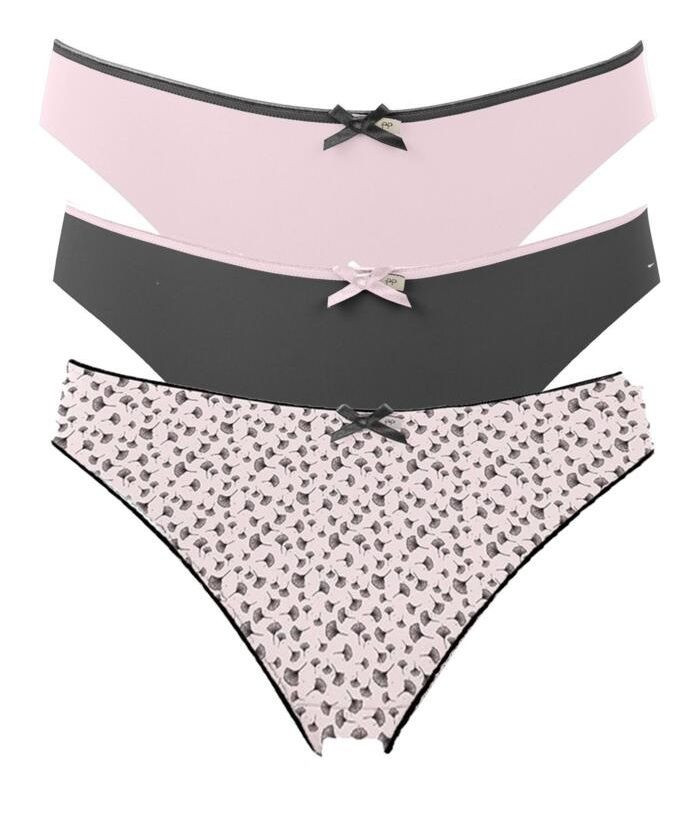 Набор из 3 черно-розовых трусиков-слип Olivia 