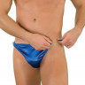 Синие трусы-тонги с застежкой сбоку и сатиновым блеском