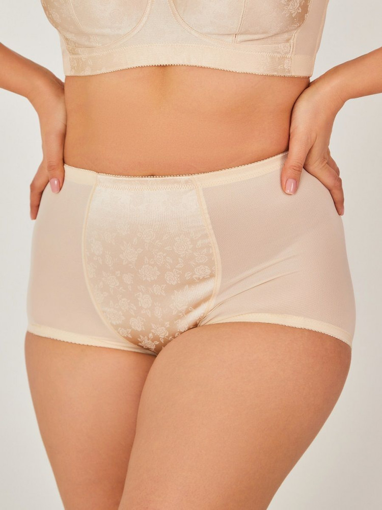 Высокие утягивающие трусики с атласной вставкой 